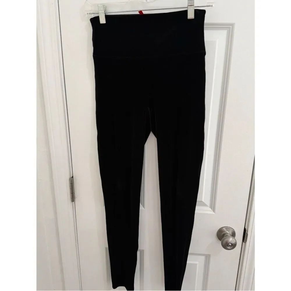 SPANX Black Velvet High-Waist Sculpting Leggings Size Medium